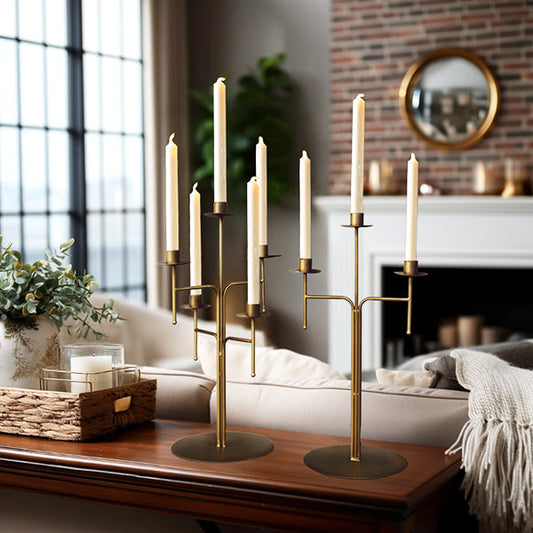 Freestanding Antique Iron Candelabra, Set of Two (Online Exclusive)