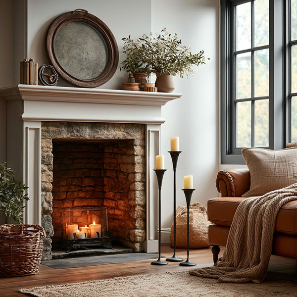 Tall Flared Black Iron Candle Holders, Set of 3 (Online Exclusive)