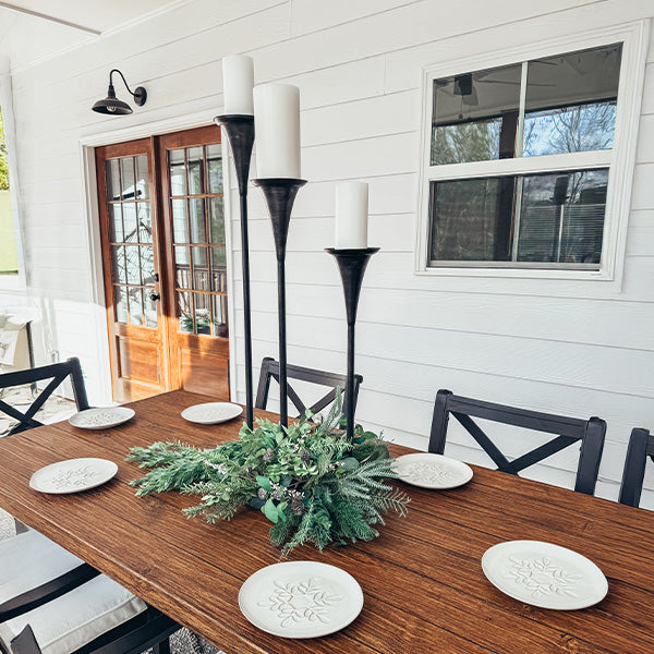 Tall Flared Black Iron Candle Holders, Set of 3 (Online Exclusive)