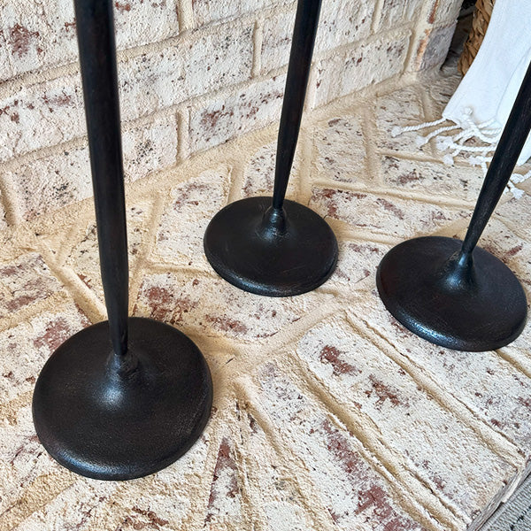 Tall Flared Black Iron Candle Holders, Set of 3 (Online Exclusive)