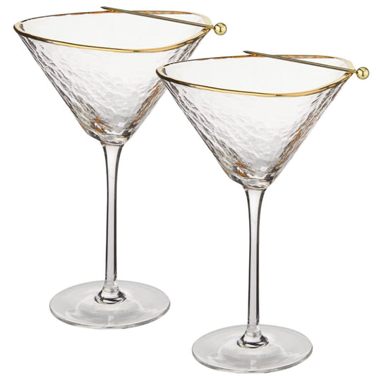 Clear Hammered Martini & Cocktail Glasses (Online Exclusive)