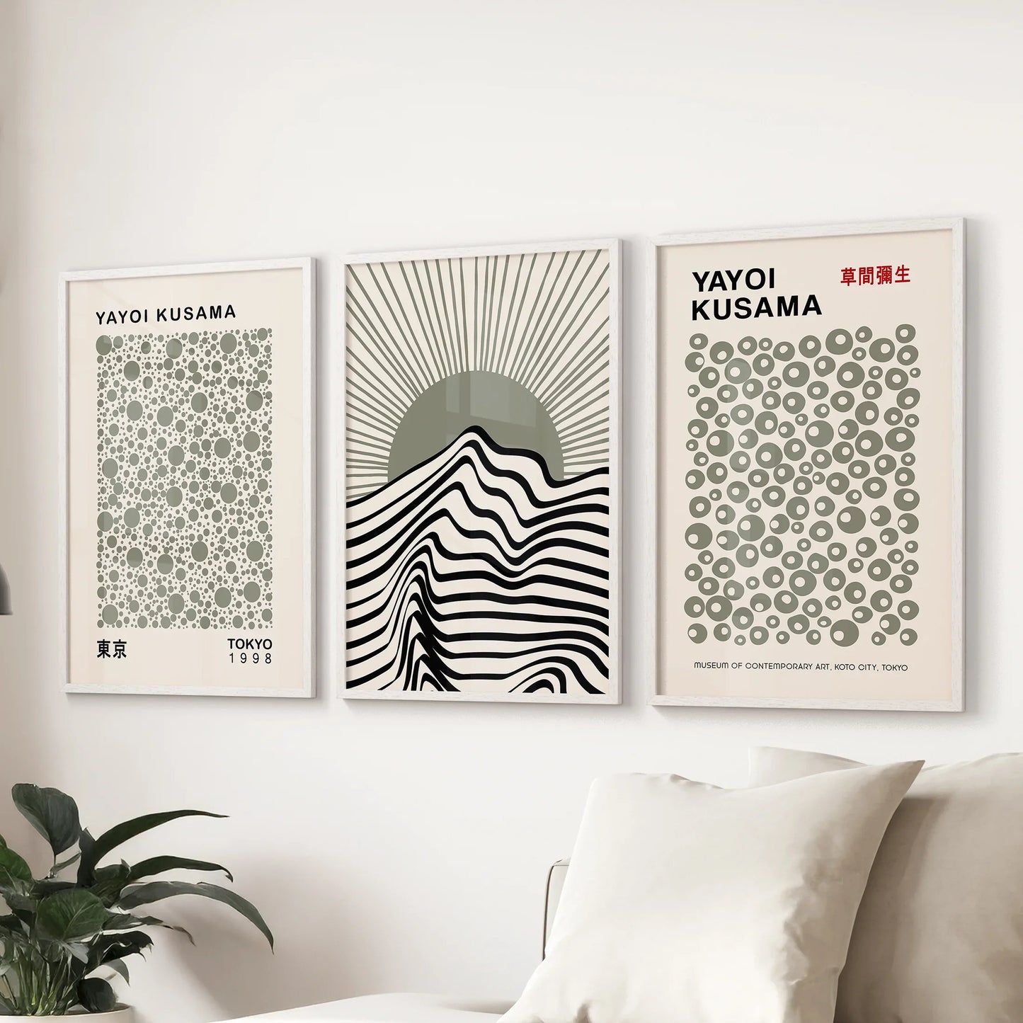 Exhibition Style Wall Art. Set of 3 Sage Green Bauhaus  Prints for Apartment or Dorm  (online exclusive)