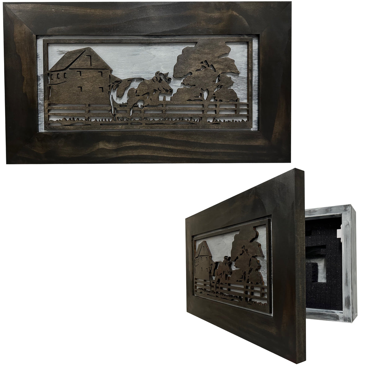 Decorative Cow Farm (Online Exclusive) Wall-Mounted Secure Gun Cabinet - Gun Safe To Securely Store Your Gun & Home Self Defense Gear