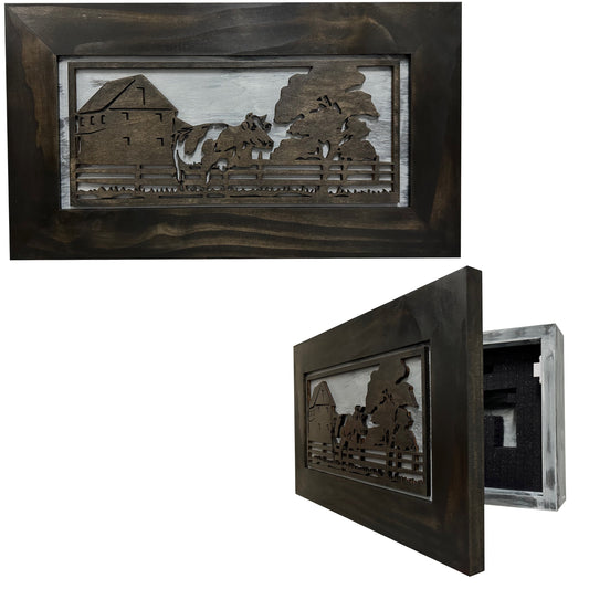 Decorative Cow Farm (Online Exclusive) Wall-Mounted Secure Gun Cabinet - Gun Safe To Securely Store Your Gun & Home Self Defense Gear