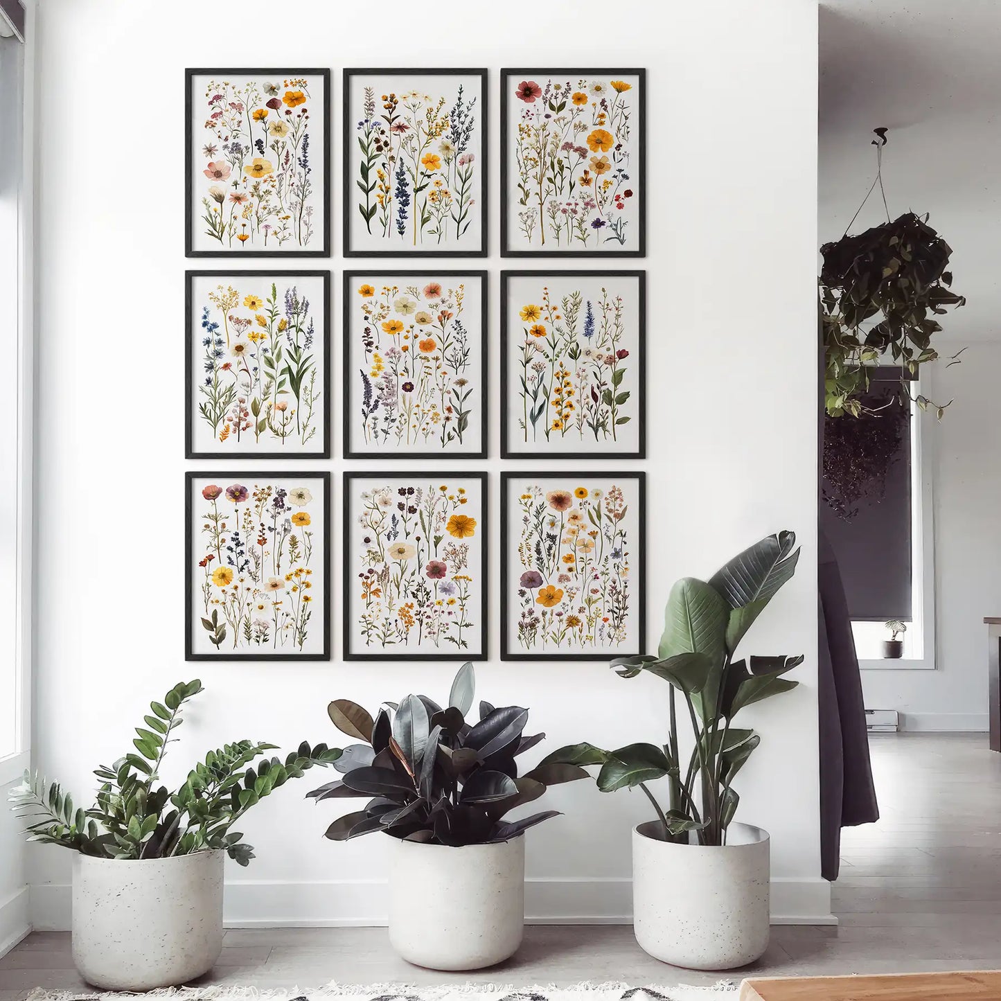 Meadow Wildflowers Prints. Floral Wall Art Set of 9 Pieces  (online exclusive)