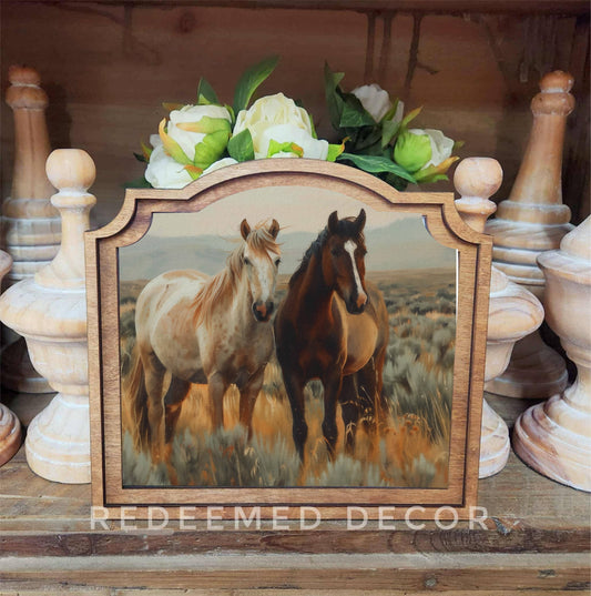 Provincial Two Horses Framed Art