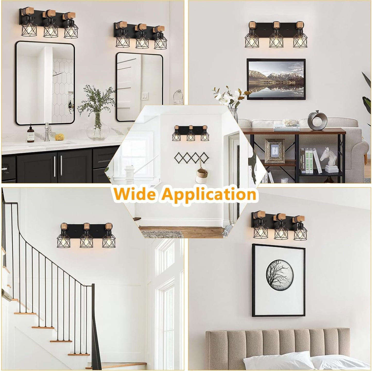 3-Light Wood Farmhouse Vanity Light  (Online Exclusive)