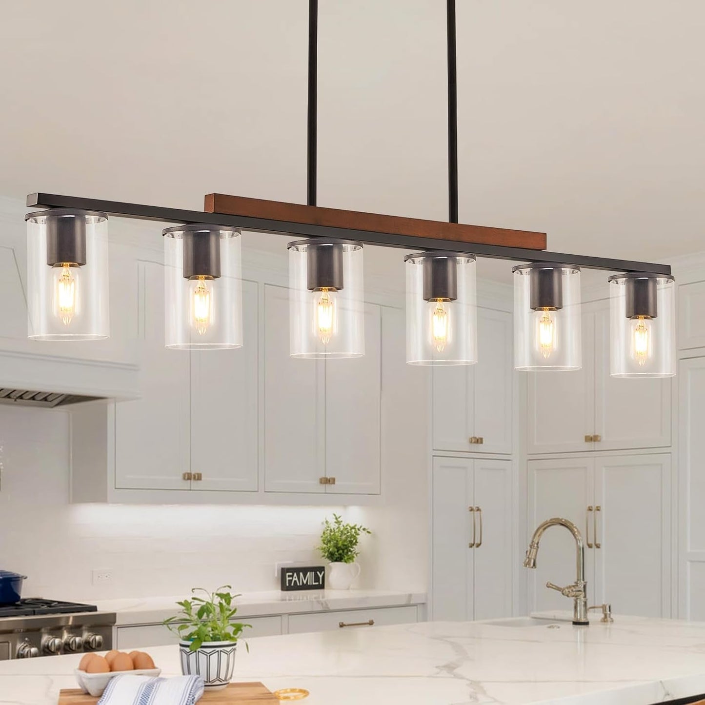 Farmhouse Black Linear Chandelier  (Online Exclusive)