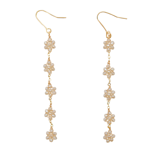 Cream Flower Dangle Earrings