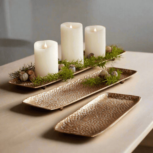 Decorative Gold Trays in Hammered Metal (Set of 3) (Online Exclusive)