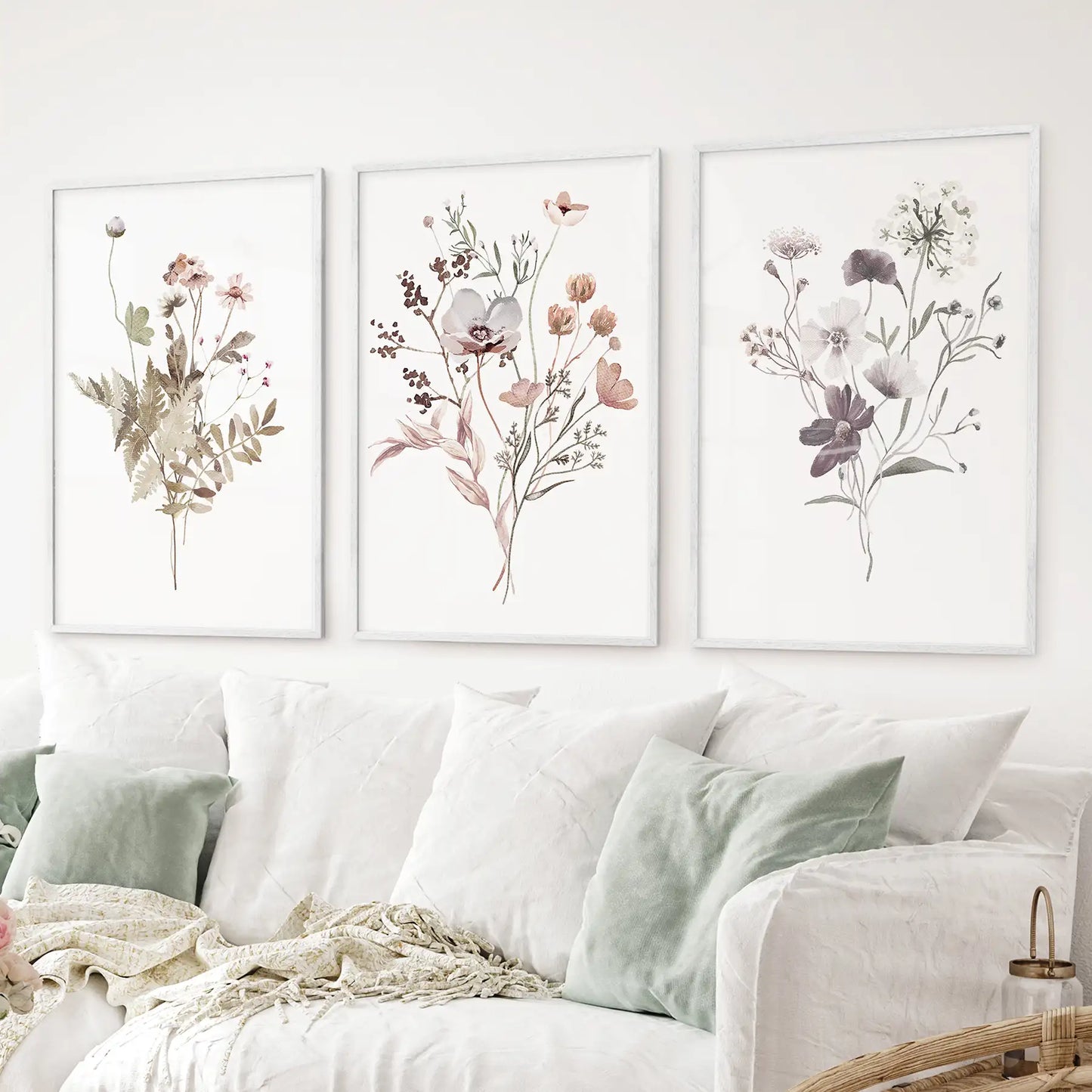 Meadow Wildflower Print Set of 3 Pieces. Watercolor Botanical Prints  (online exclusive)