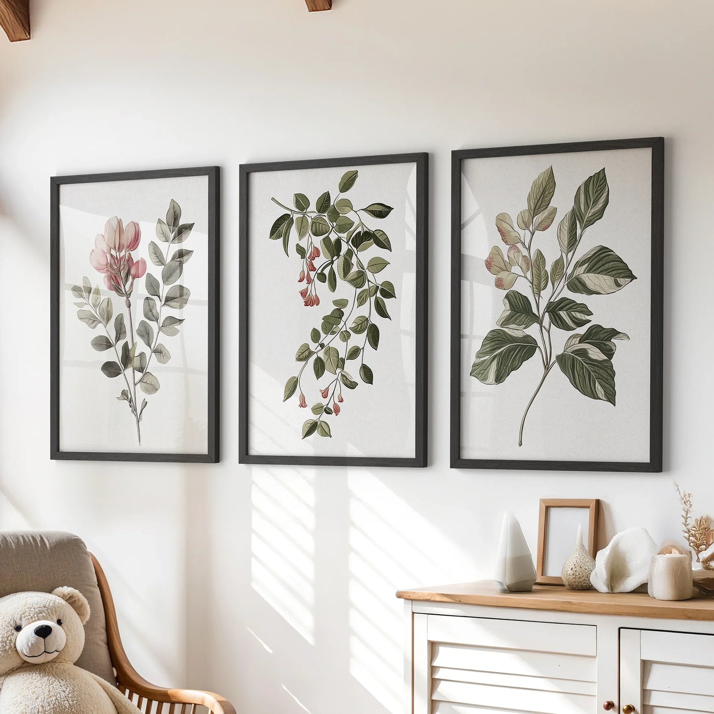 Floral Set of 3 Piece Wall Art. Magnolia, Honeysuckle  Prints  (online exclusive)