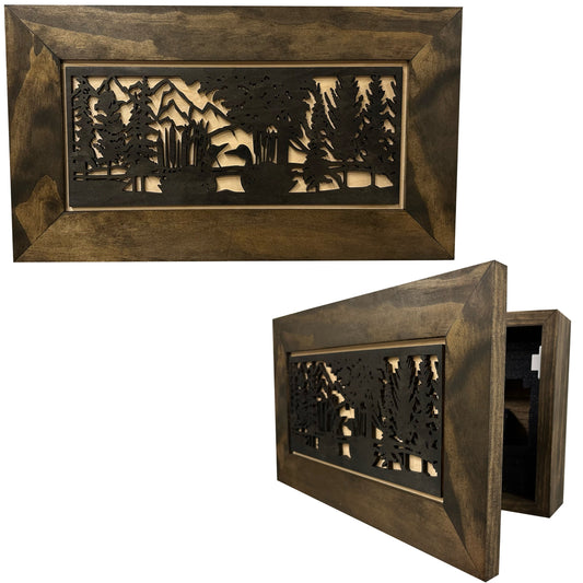 Wood Gun Cabinet (Online Exclusive) Ducks On A Pond Wall Decoration - Hidden Gun Safe To Securely Store Your Gun In Plain Sight by Bellewood Designs