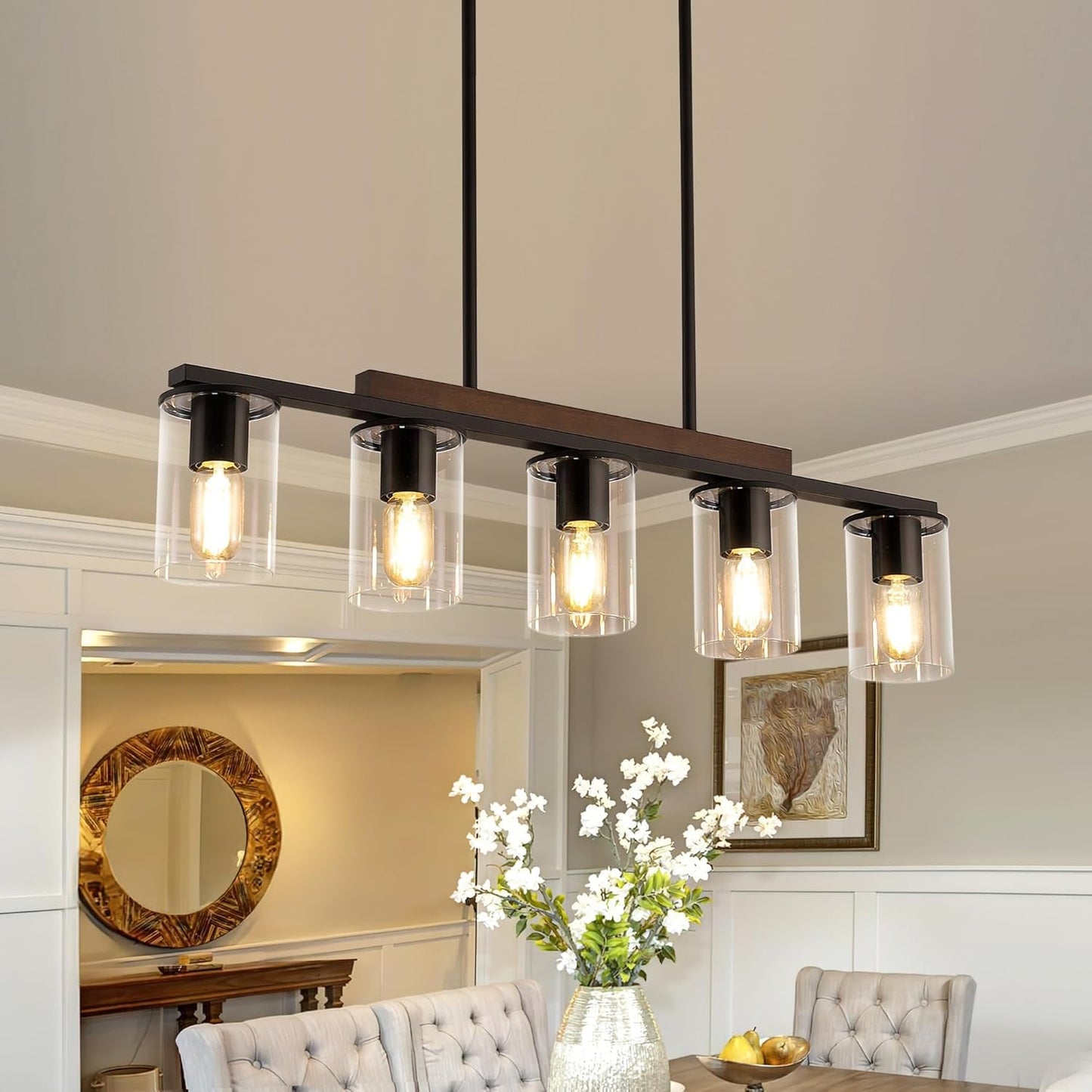 Farmhouse Black Linear Chandelier  (Online Exclusive)