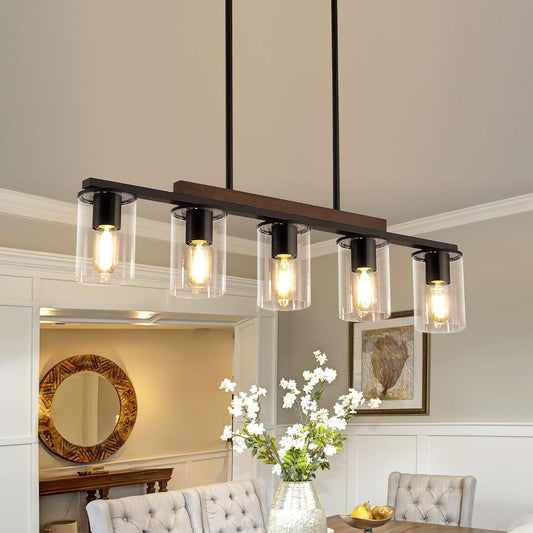 Farmhouse Black Linear Chandelier  (Online Exclusive)
