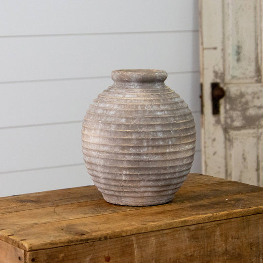 Ridged Terracotta Vase