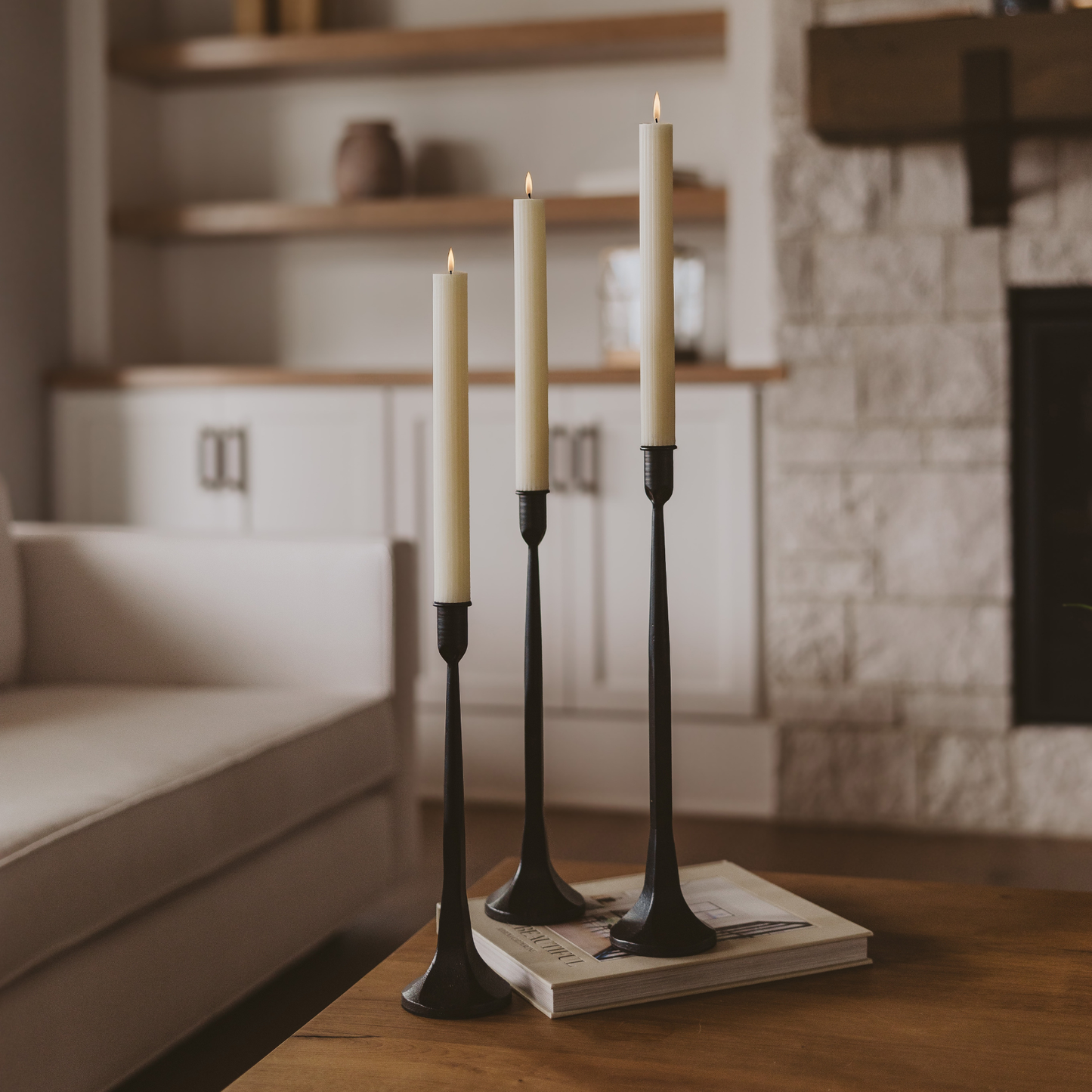 Cast Iron Taper Candle Holders Set