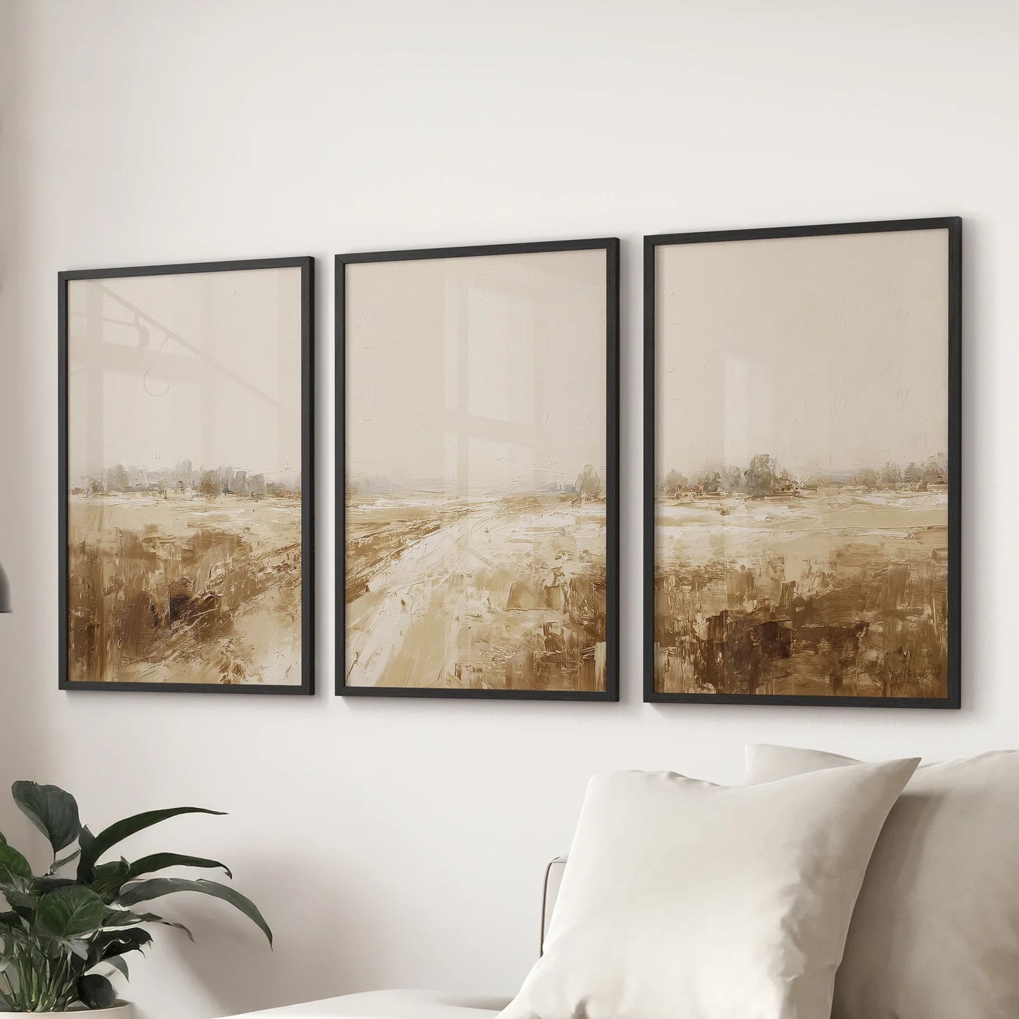 Neutral Abstract Landscape Art. Beige Farmhouse Triptych  (online exclusive)