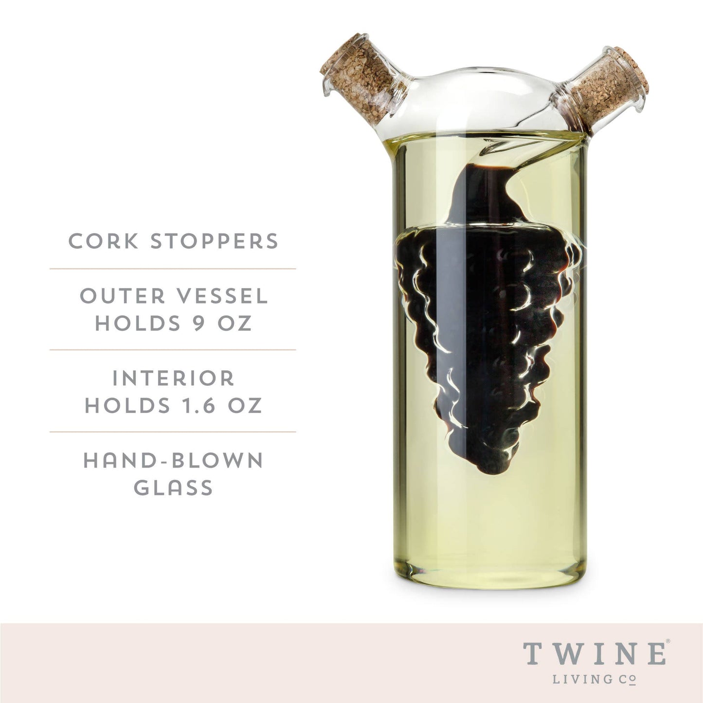 2 in 1 Glass Oil and Vinegar Cruet Bottle with Cork Stoppers