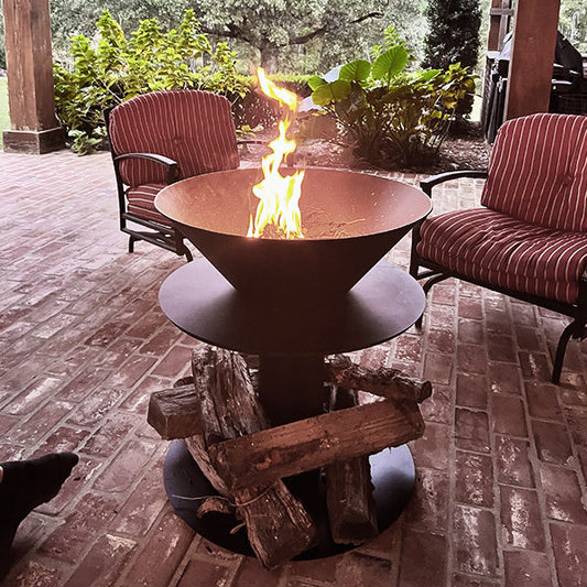 Outdoor Iron Pedestal Fire Bowl and Log Holder (Online Exclusive)
