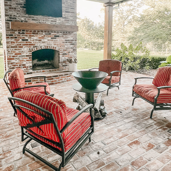 Outdoor Iron Pedestal Fire Bowl and Log Holder (Online Exclusive)