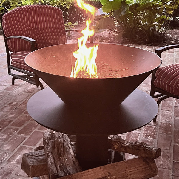Outdoor Iron Pedestal Fire Bowl and Log Holder (Online Exclusive)