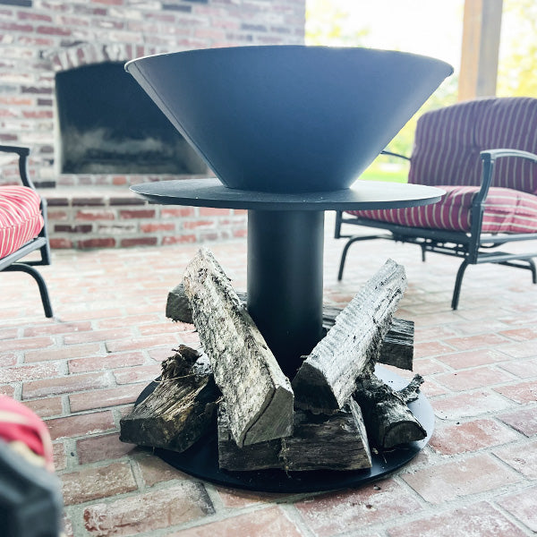 Outdoor Iron Pedestal Fire Bowl and Log Holder (Online Exclusive)
