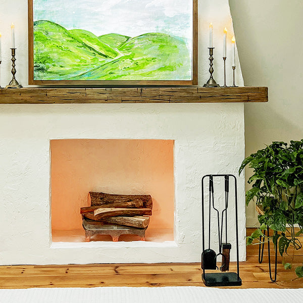 Black Iron Fireplace Tool Set with Shovel Brush Tongs (Online Exclusive)