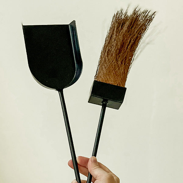 Black Iron Fireplace Tool Set with Shovel Brush Tongs (Online Exclusive)