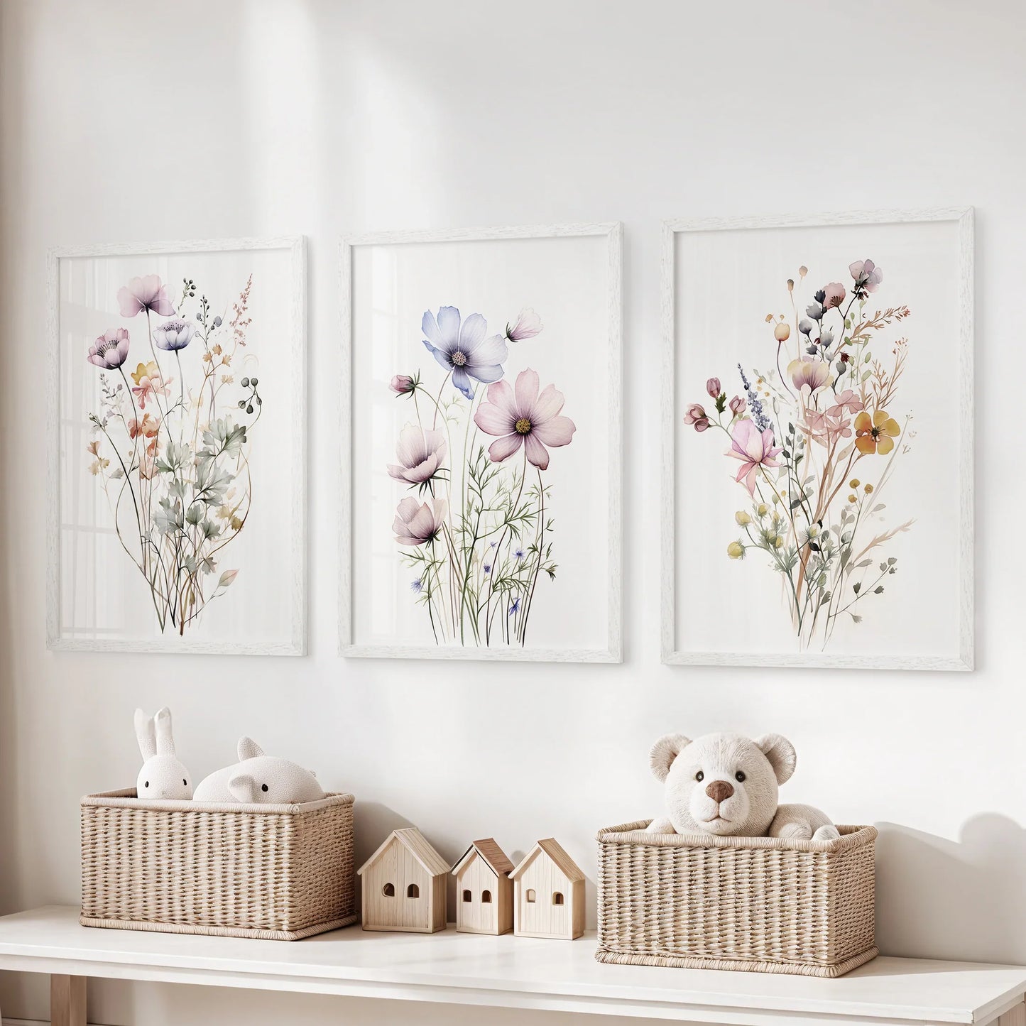 Watercolor Floral Wall Art. Set of 3 Botanical Prints  (online exclusive)