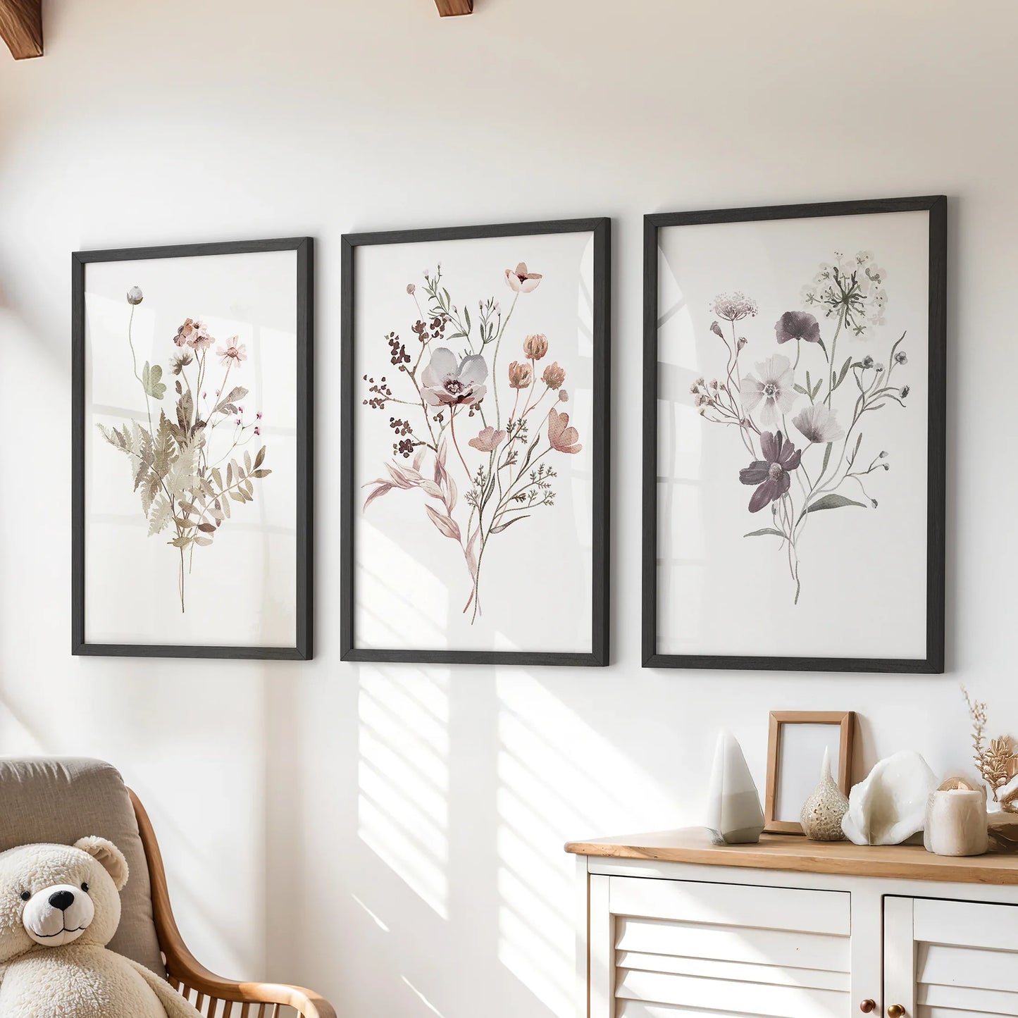 Meadow Wildflower Print Set of 3 Pieces. Watercolor Botanical Prints  (online exclusive)