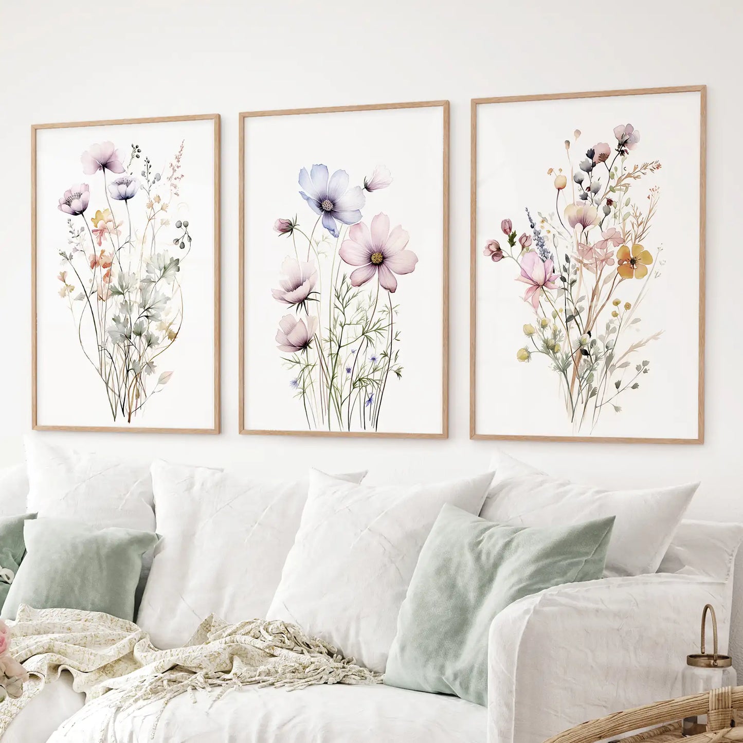 Watercolor Floral Wall Art. Set of 3 Botanical Prints  (online exclusive)