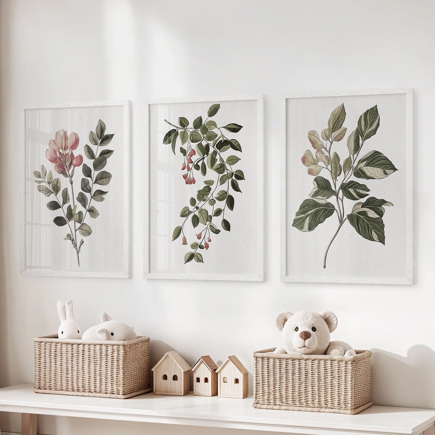 Floral Set of 3 Piece Wall Art. Magnolia, Honeysuckle  Prints  (online exclusive)