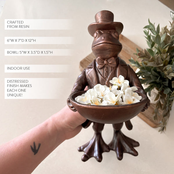 Charming Frog Bronze Bowl | Dapper Critters Collection (Online Exclusive)