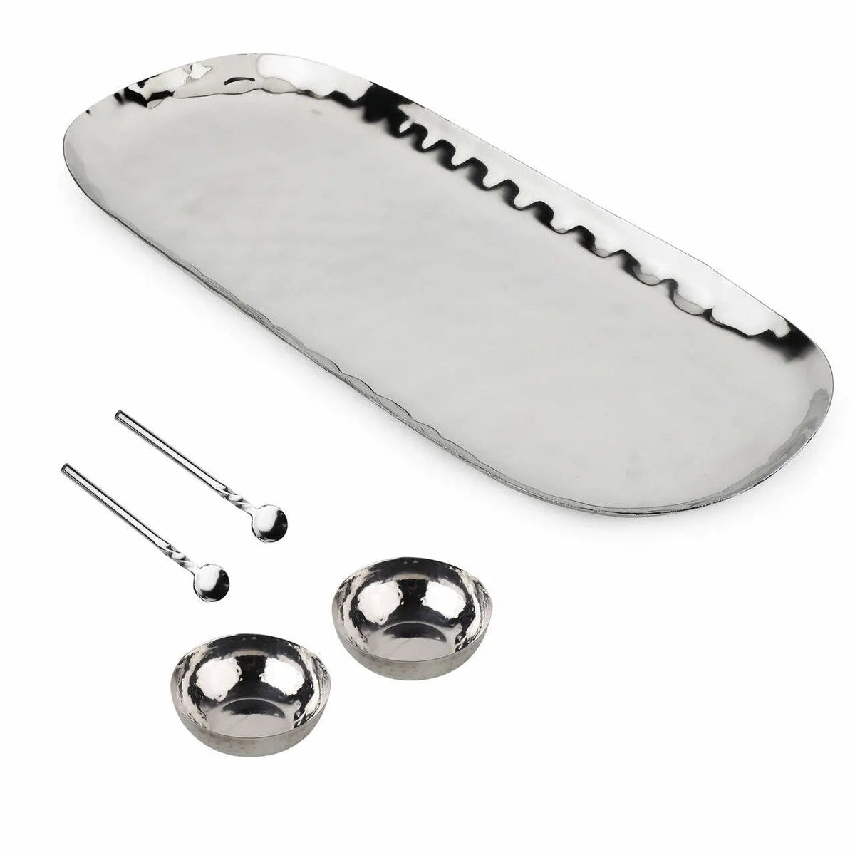 Polished Hammered Stainless Steel 5 PC Condiment Set  (Online Exclusive)