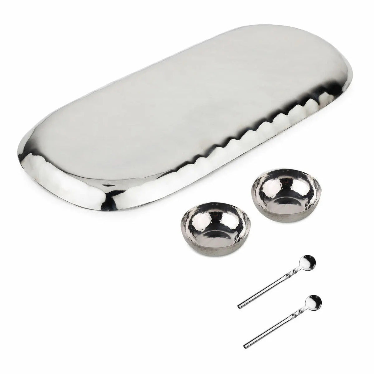 Polished Hammered Stainless Steel 5 PC Condiment Set  (Online Exclusive)