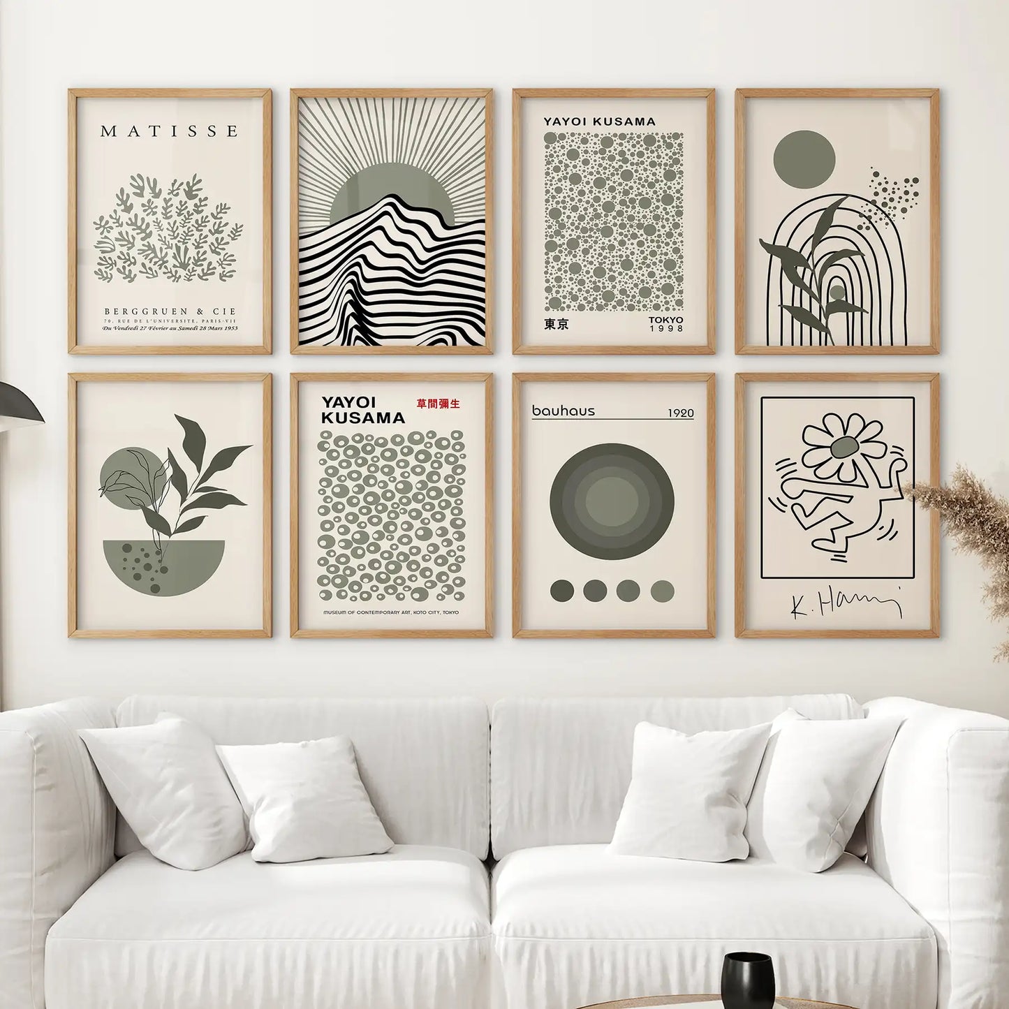 Sage Green Gallery Wall. 8 Piece Modern Poster Set for Apartment Decor  (online exclusive)