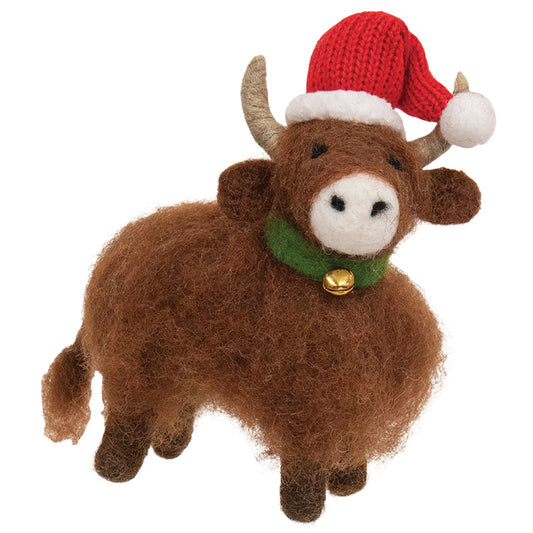 CHRISTMAS HIGHLAND COW FELTED ORNAMENT