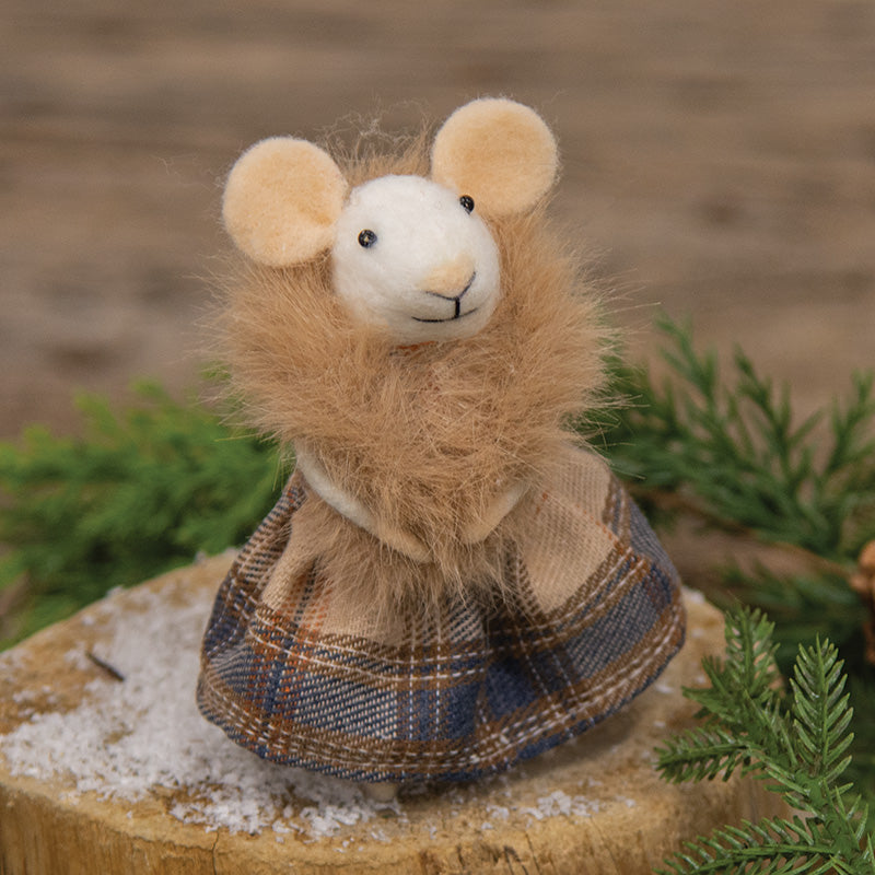 SKI CHALET MOUSE FELTED ORNAMENT
