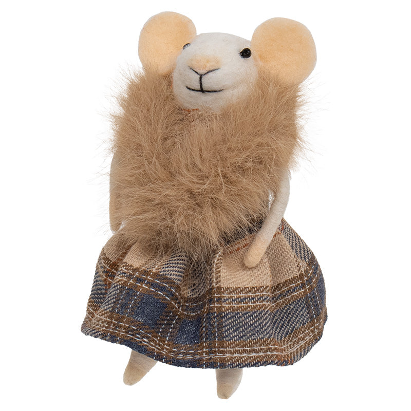 SKI CHALET MOUSE FELTED ORNAMENT