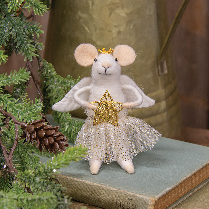 ANGEL MOUSE W/STAR FELTED ORNAMENT