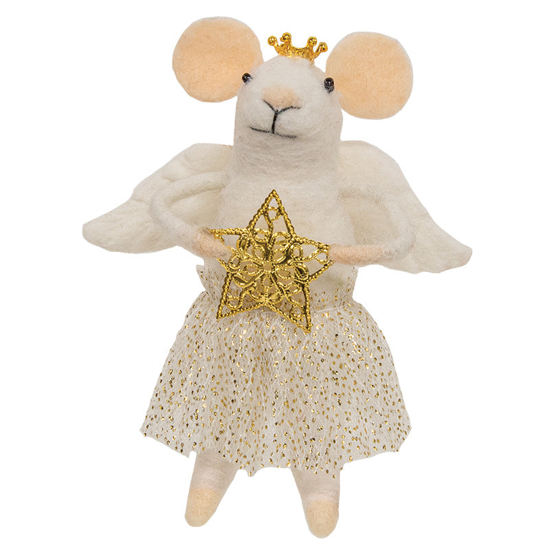 ANGEL MOUSE W/STAR FELTED ORNAMENT