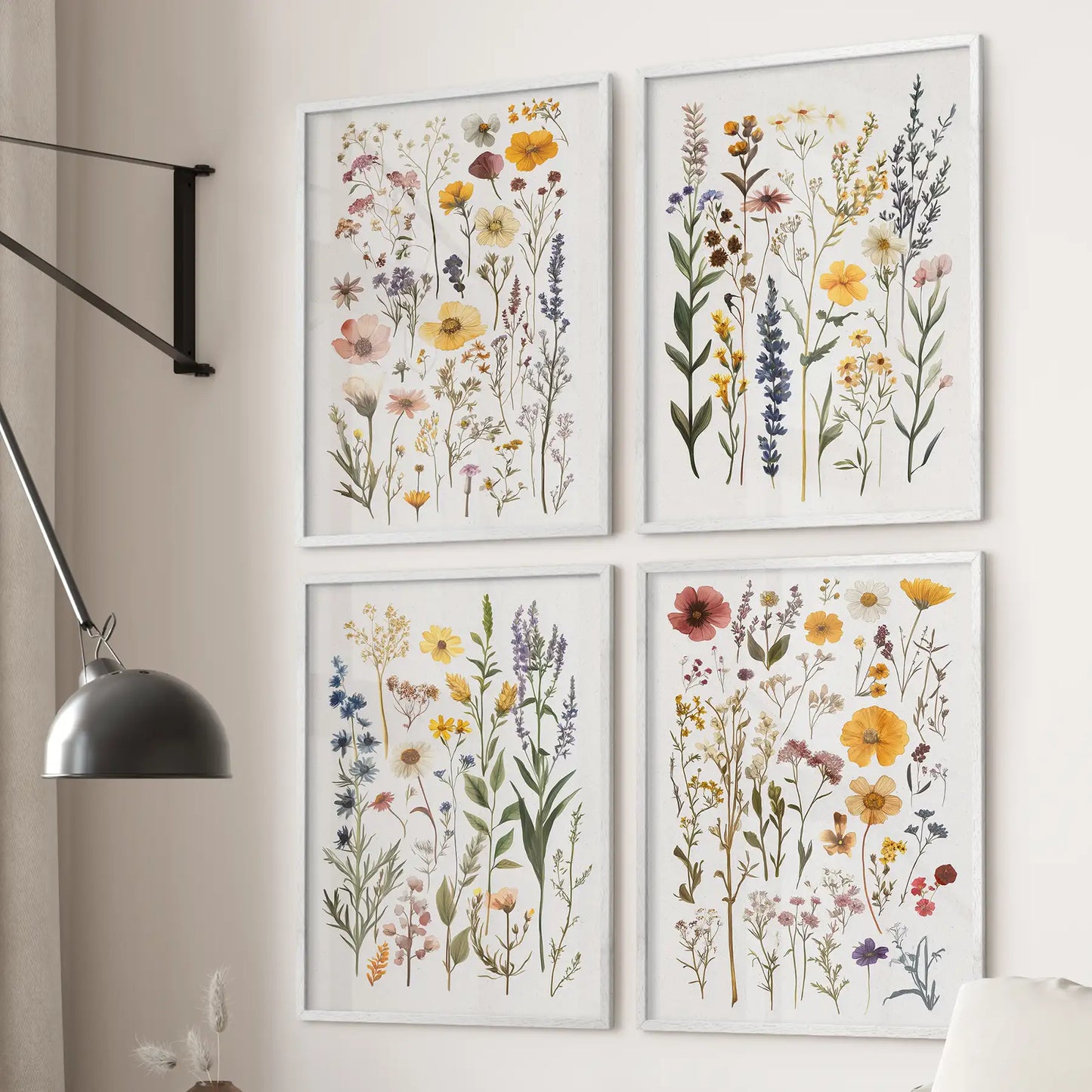 Wildflower Wall Art Set of 4. Vintage Botanical Prints  (online exclusive)