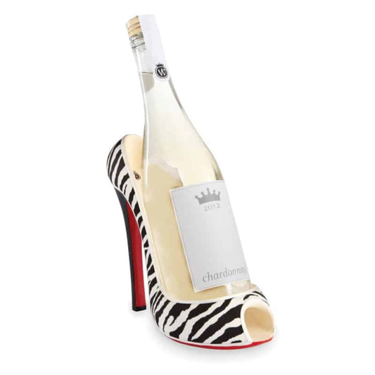 High Heel Zebra Print Wine Bottle Holder (Online Exclusive)