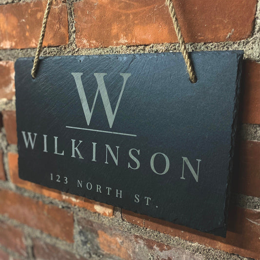 Personalized Slate Home Sign | Last Name Slate Address Sign | 11.75" x 7" Size | Street Number Sign | Slate Hanging Sign (Online Exclusive)