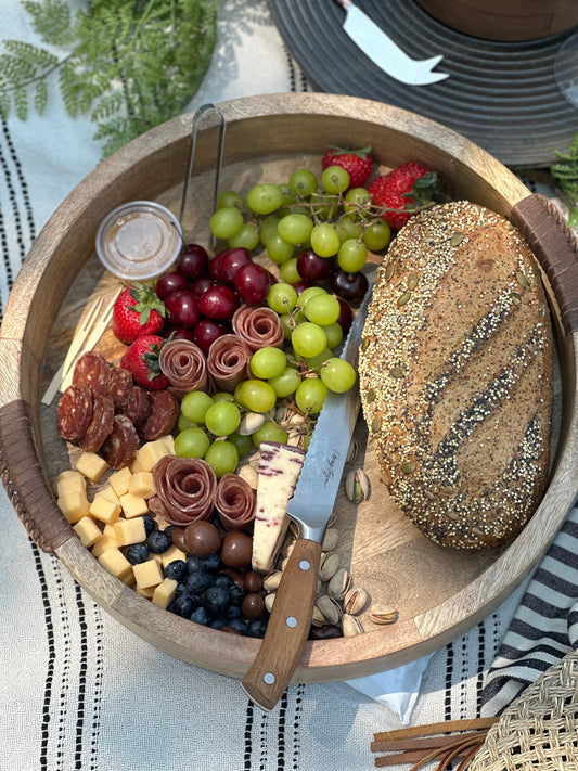 Mango Wood Tray w/ Buffalo Leather Handles (Online Exclusive)