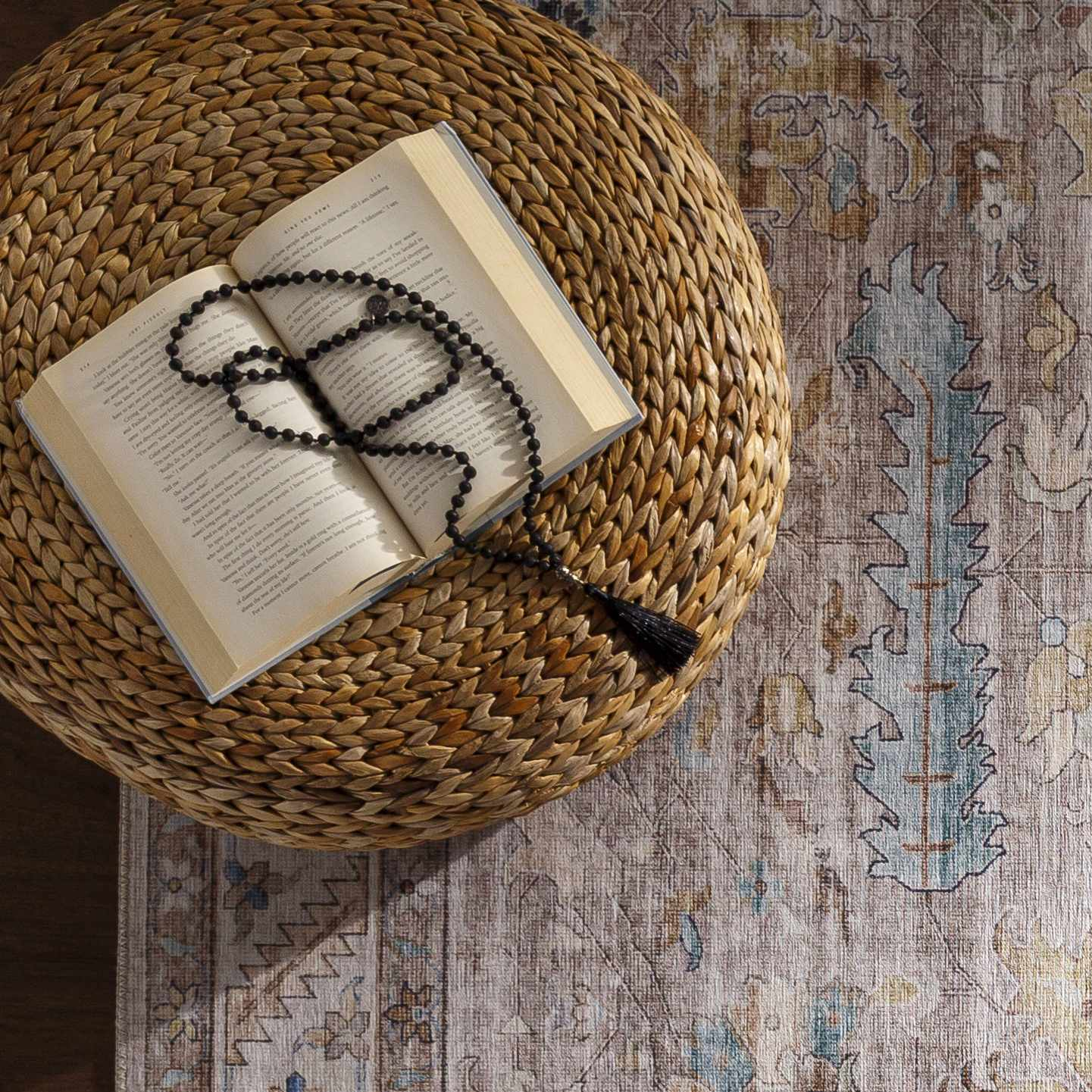 Kaumakani Knitted Jute Round Pouf  (online exclusive