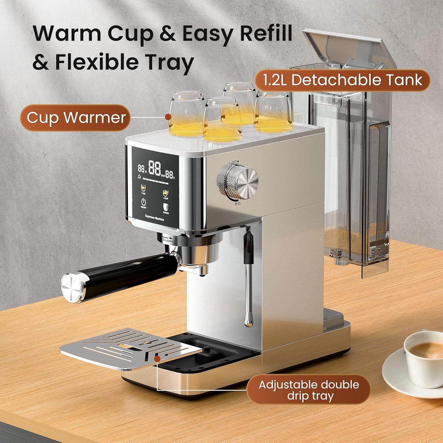Kismile Espresso Coffee Maker Machine 20 Bar, with Milk Frother Steam Wand  (Online Exclusive) CM8032