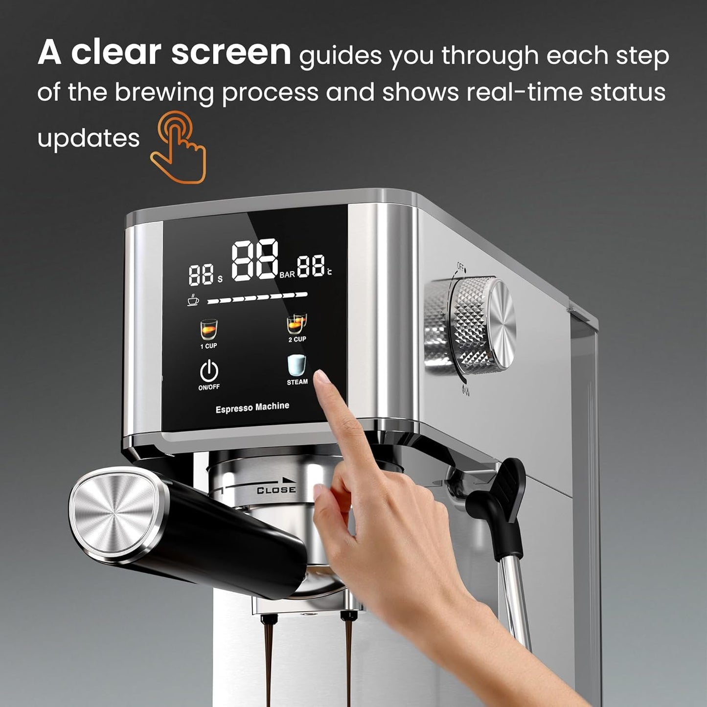 Kismile Espresso Coffee Maker Machine 20 Bar, with Milk Frother Steam Wand  (Online Exclusive) CM8032