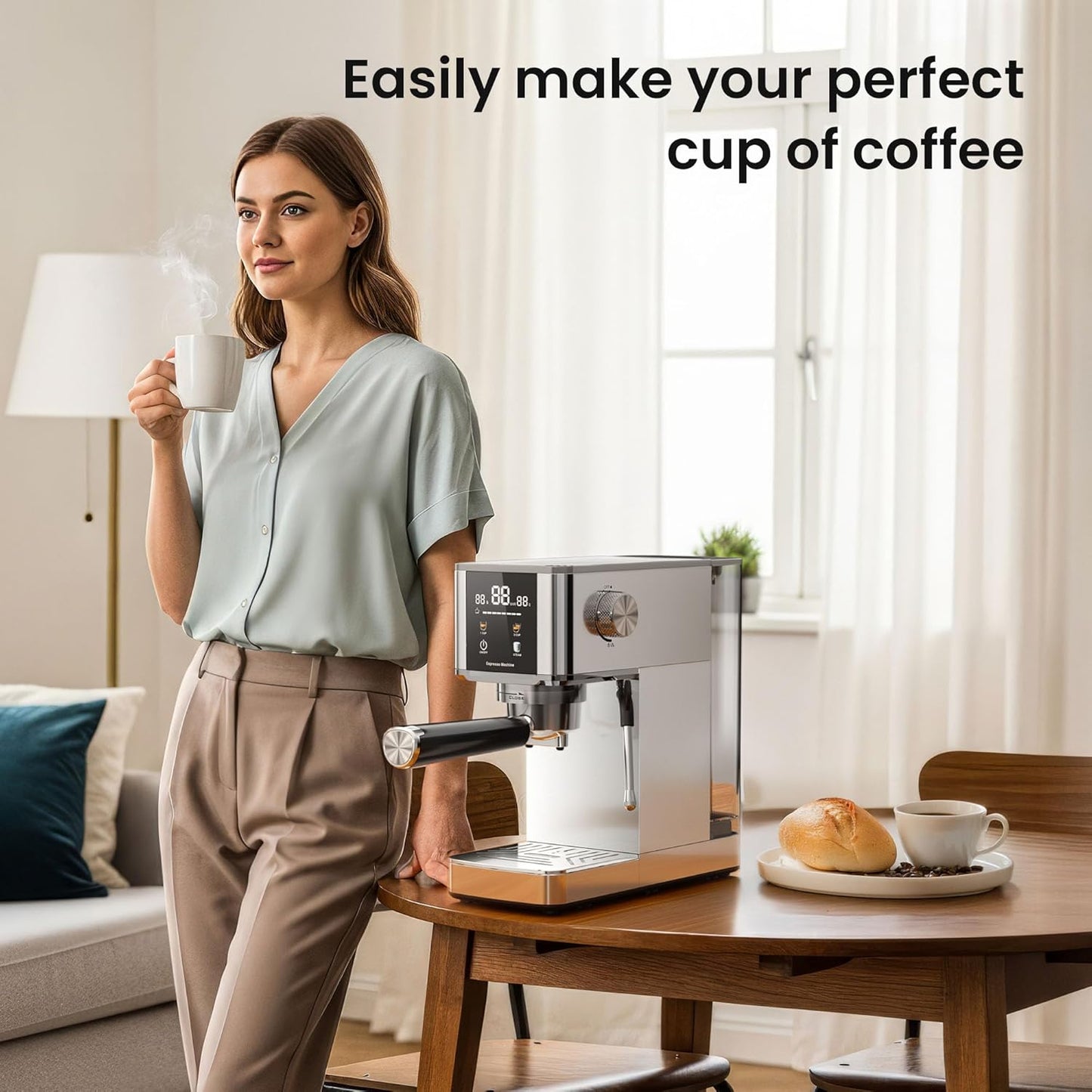 Kismile Espresso Coffee Maker Machine 20 Bar, with Milk Frother Steam Wand  (Online Exclusive) CM8032